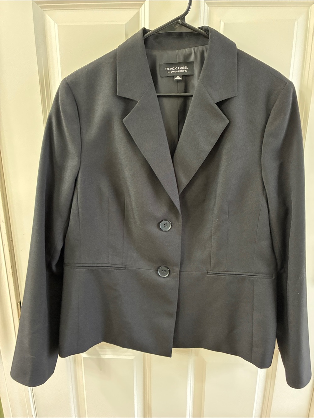 Black Label  Evan Picone Women's Black Two-Button Tailored Blazer